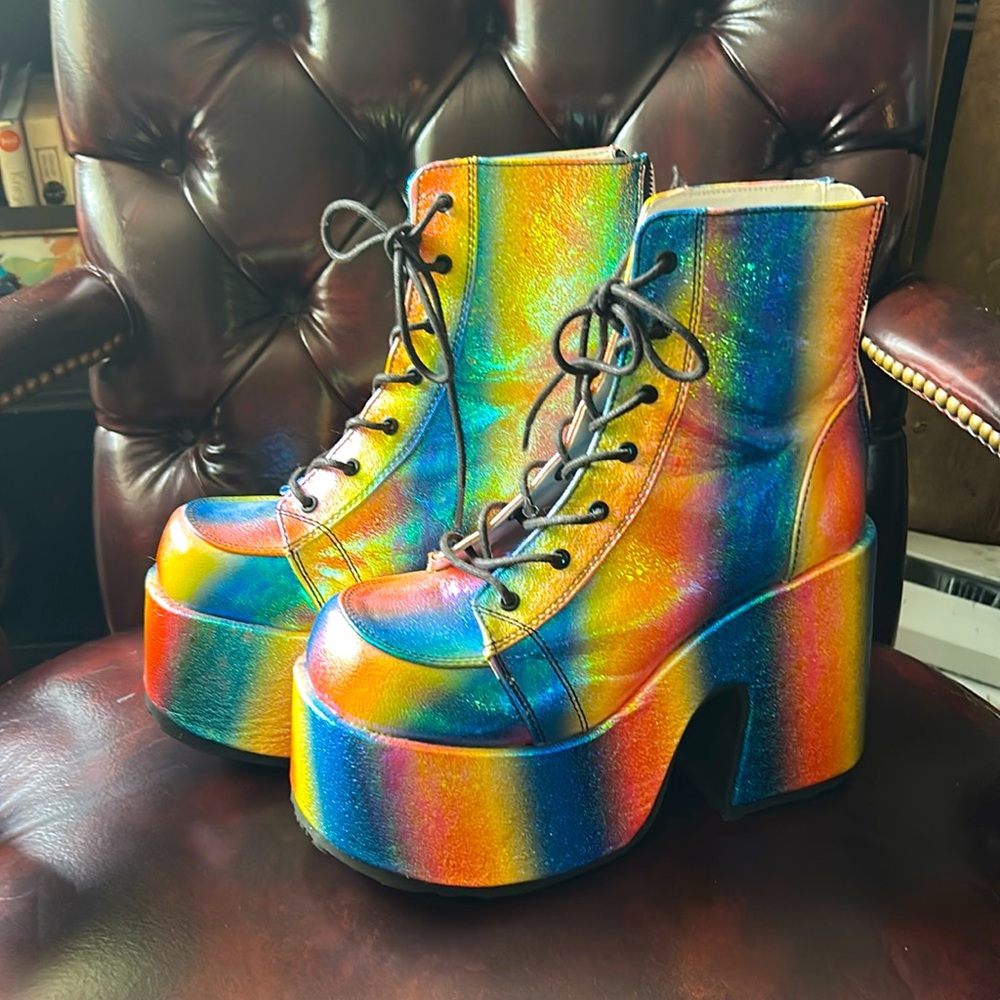 Rainbow Platform Ankle Boots